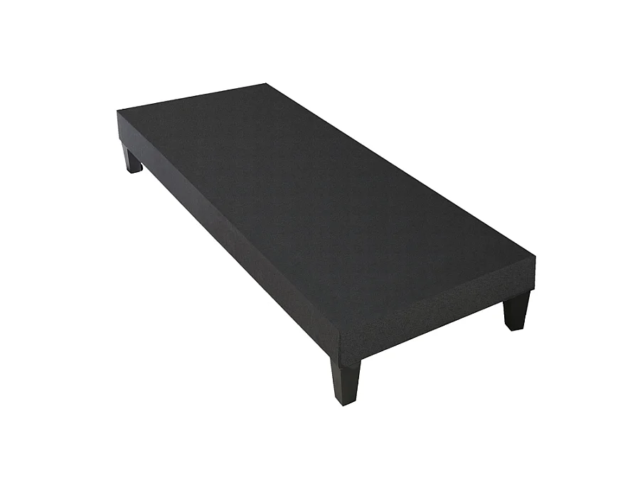 Sommier tapissier à lattes gris anthracite, 12 cm de hauteur, pieds coniques