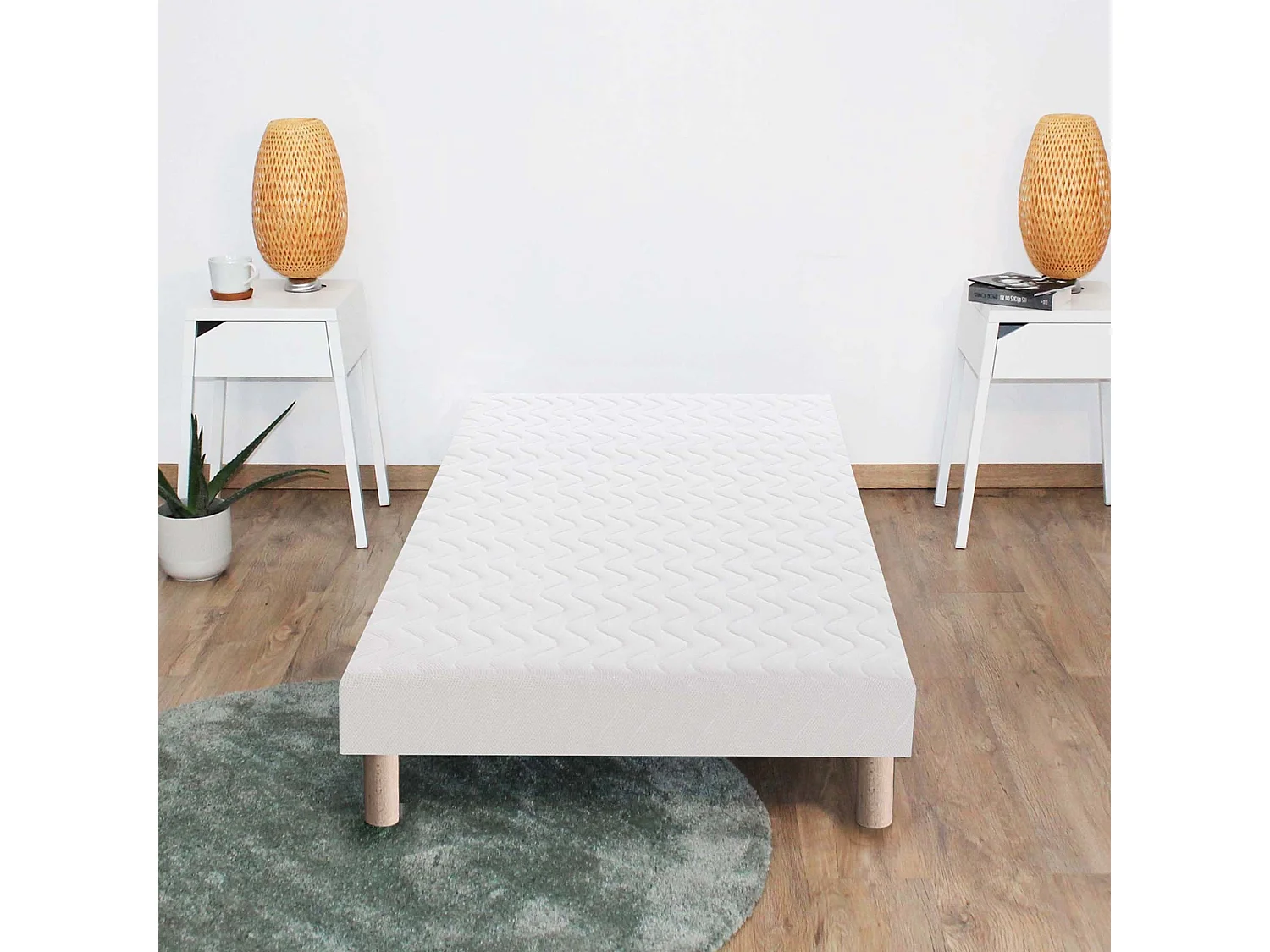 Sommier tapissier à lattes blanc Made in France Dimensions - 90 x 200 cm