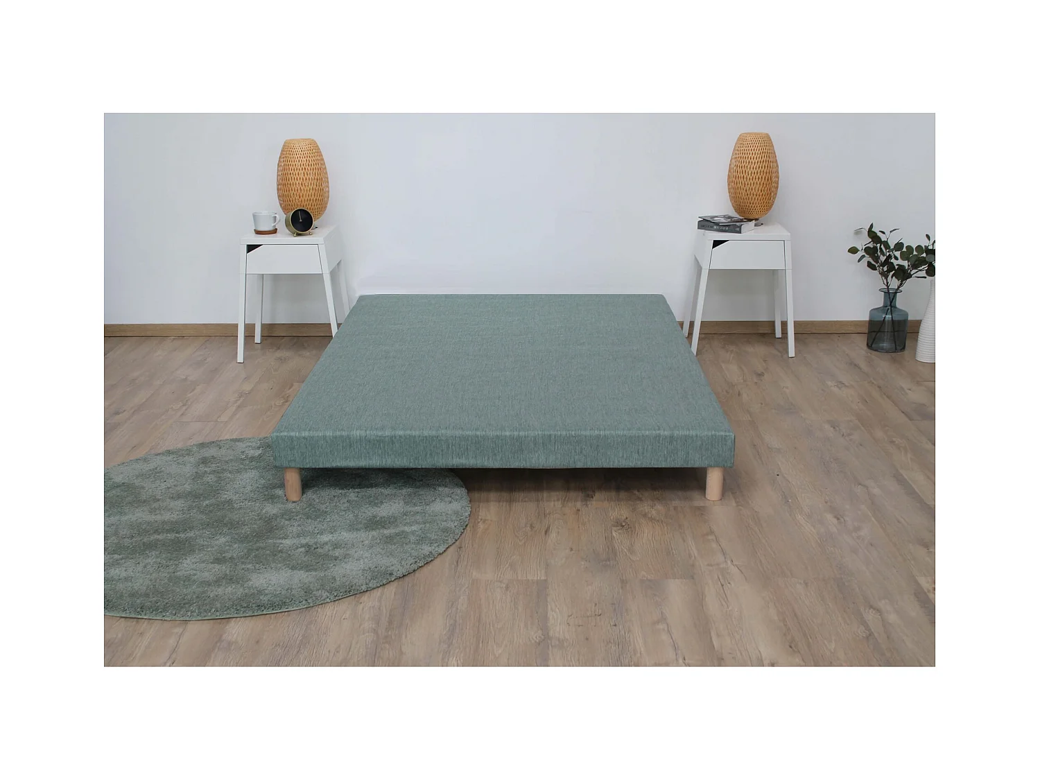 Sommier tapissier à lattes vert celadon made in France Dimensions - 160 x 200 cm