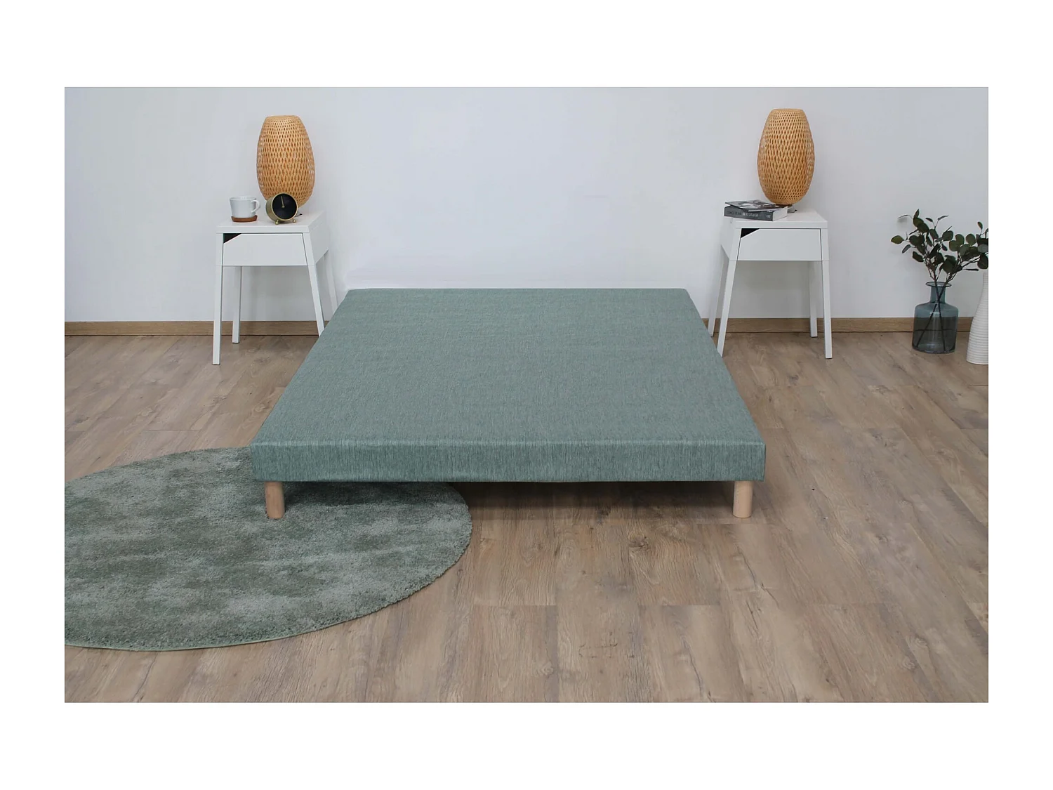 Sommier tapissier à lattes vert celadon made in France Dimensions - 140 x 190 cm