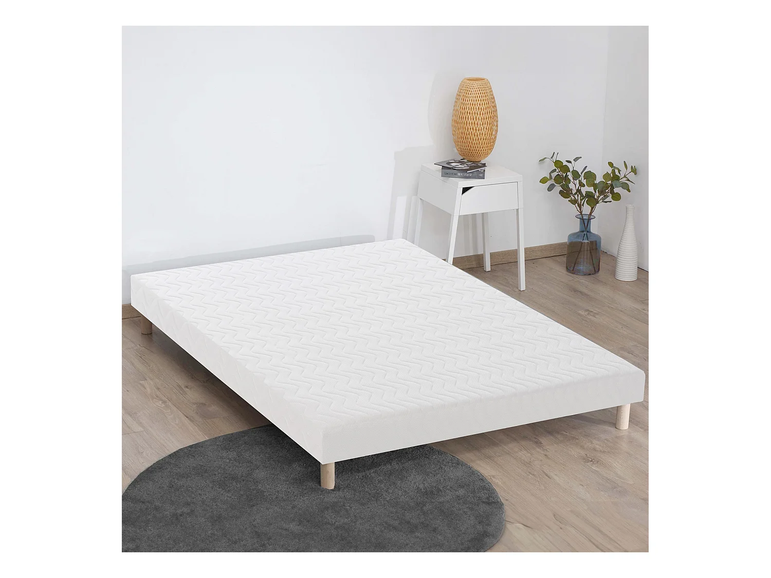 Sommier tapissier à lattes blanc Made in France Dimensions - 140 x 190 cm