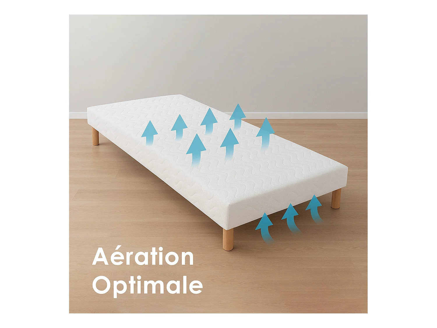 Sommier tapissier à lattes blanc Made in France Dimensions - 140 x 190 cm