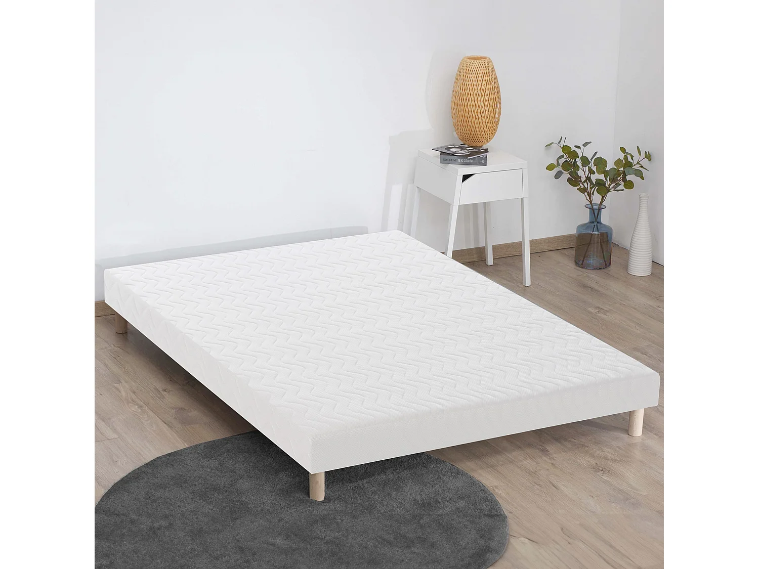 Sommier tapissier à lattes blanc Made in France Dimensions - 140 x 190 cm