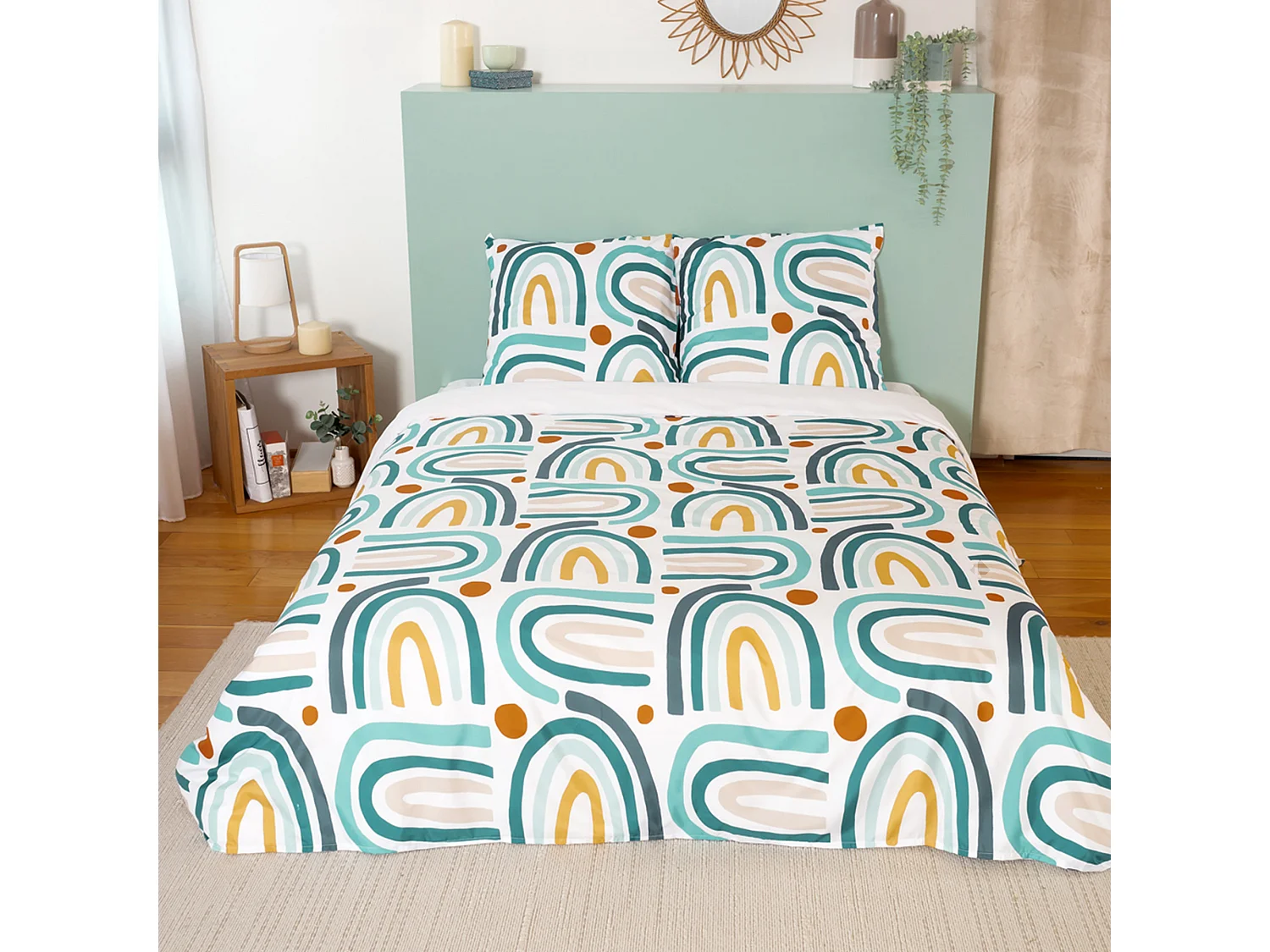 Parure de lit 240x220 cm Microfibre ARC EN CIEL Blanc 3 pièces