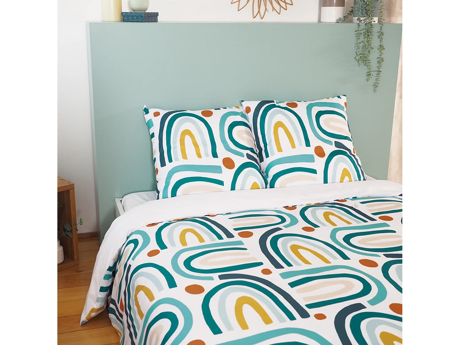 Parure de lit 240x220 cm Microfibre ARC EN CIEL Blanc 3 pièces