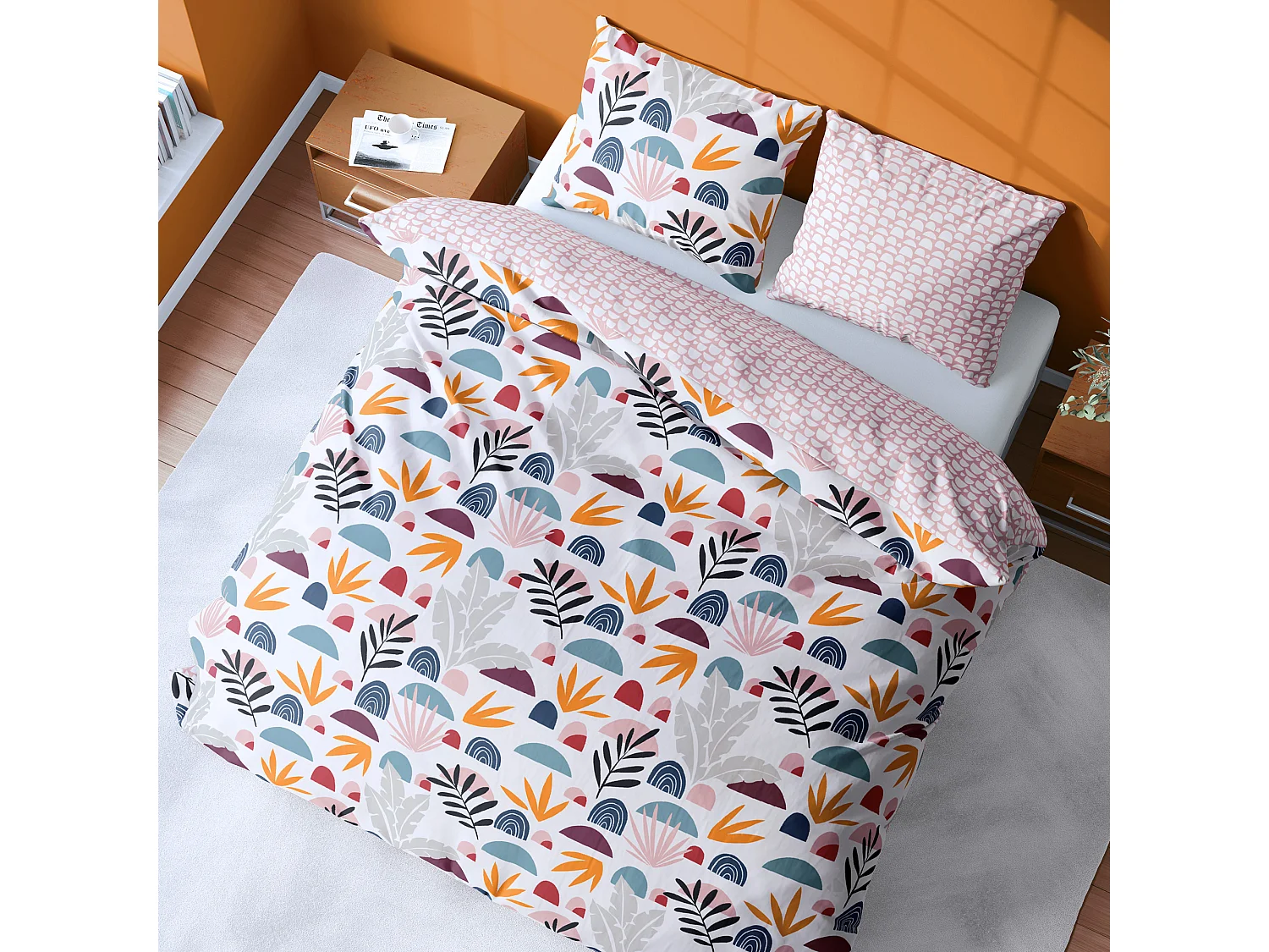 Parure de lit 260x240 cm microfibre DOMY Rose 3 pièces