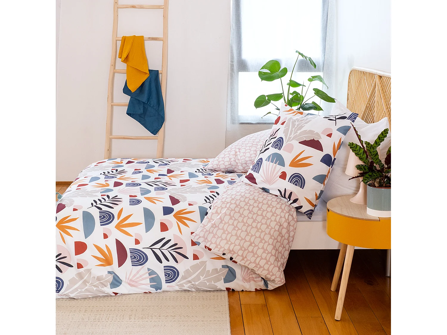 Parure de lit 260x240 cm microfibre DOMY Rose 3 pièces