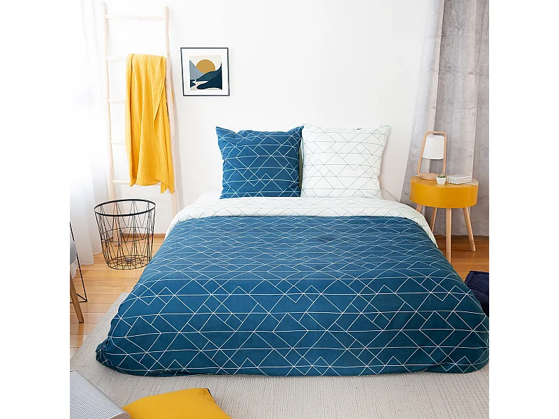 Parure de lit 240x220 cm microfibre LIST bleu 3 pièces