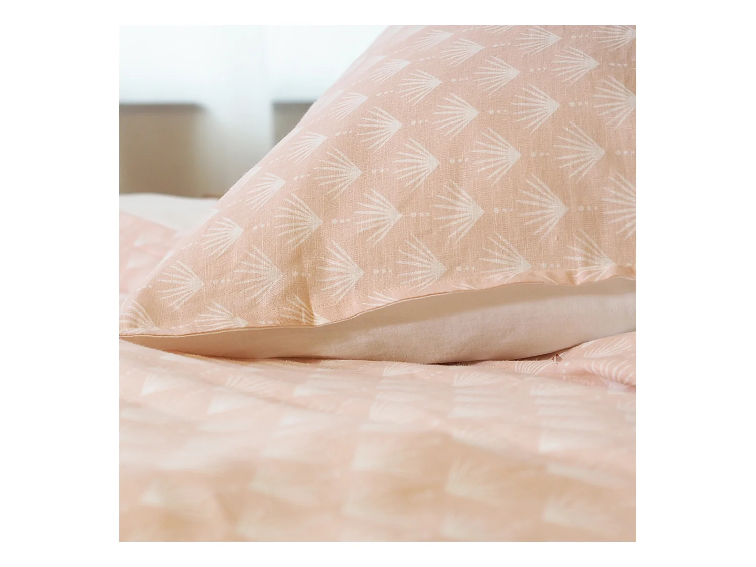 Parure de lit 240x220 cm Coton et Lin lavé EVI Rose 3 pièces