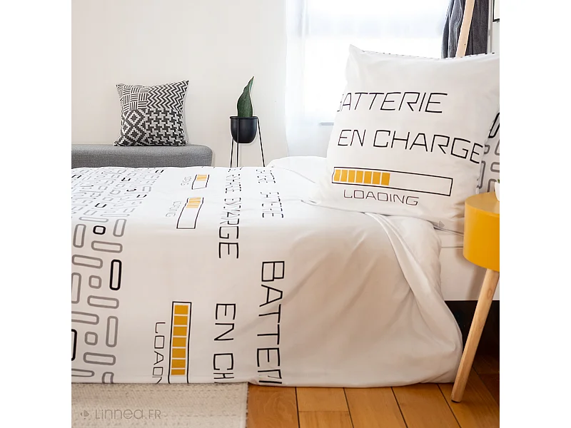 Parure de lit 140x200 cm microfibre LOADING blanc 2 pièces