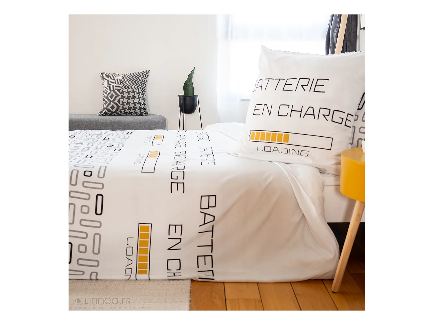 Parure de lit 140x200 cm microfibre LOADING blanc 2 pièces