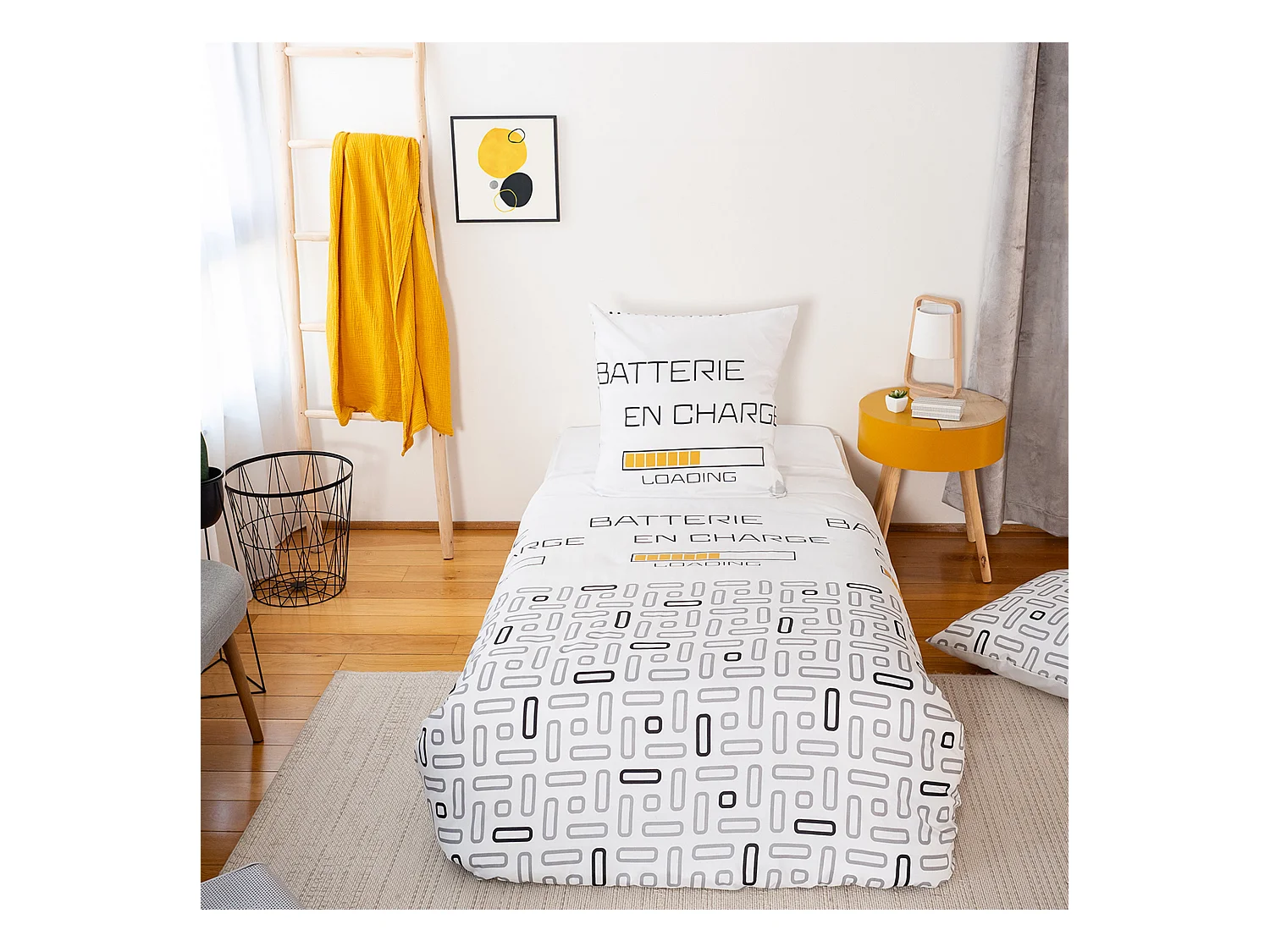 Parure de lit 140x200 cm microfibre LOADING blanc 2 pièces