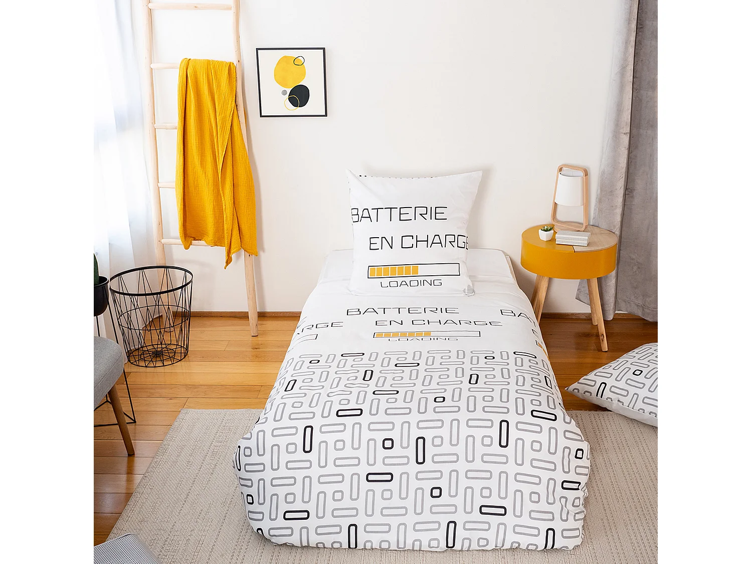 Parure de lit 140x200 cm microfibre LOADING blanc 2 pièces