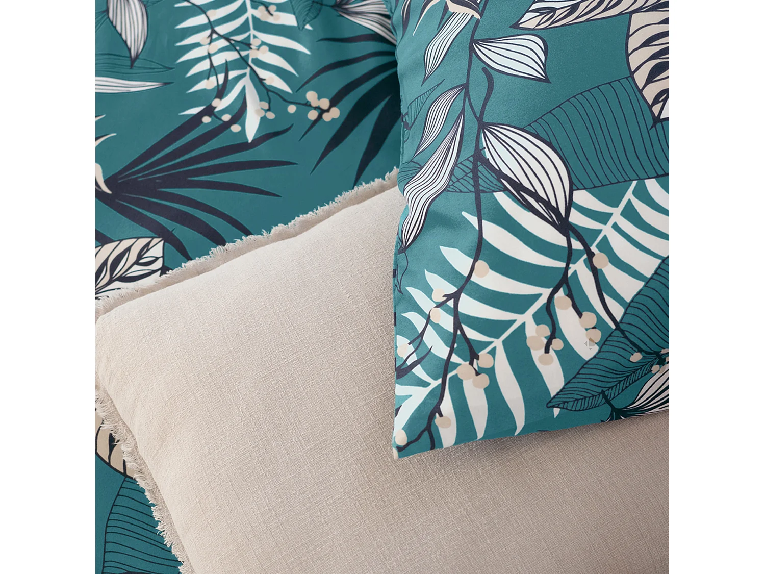 Parure de lit 240x220 cm Microfibre 50% recyclée GRACE Bleu 3 pièces