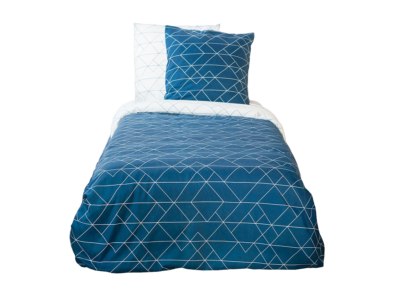 Parure de lit 140x200 cm microfibre LIST bleu 2 pièces