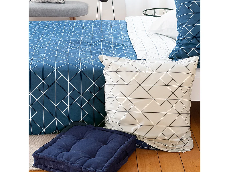 Parure de lit 140x200 cm microfibre LIST bleu 2 pièces