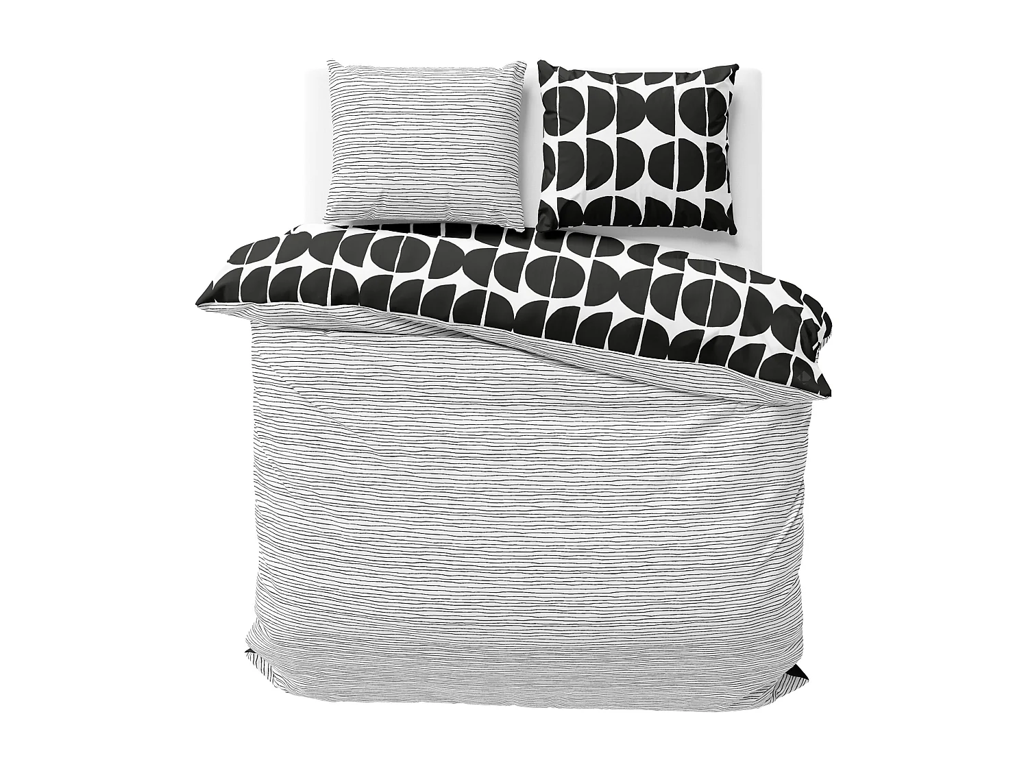 Parure de lit 260x240 cm microfibre AVA Noir 3 pièces