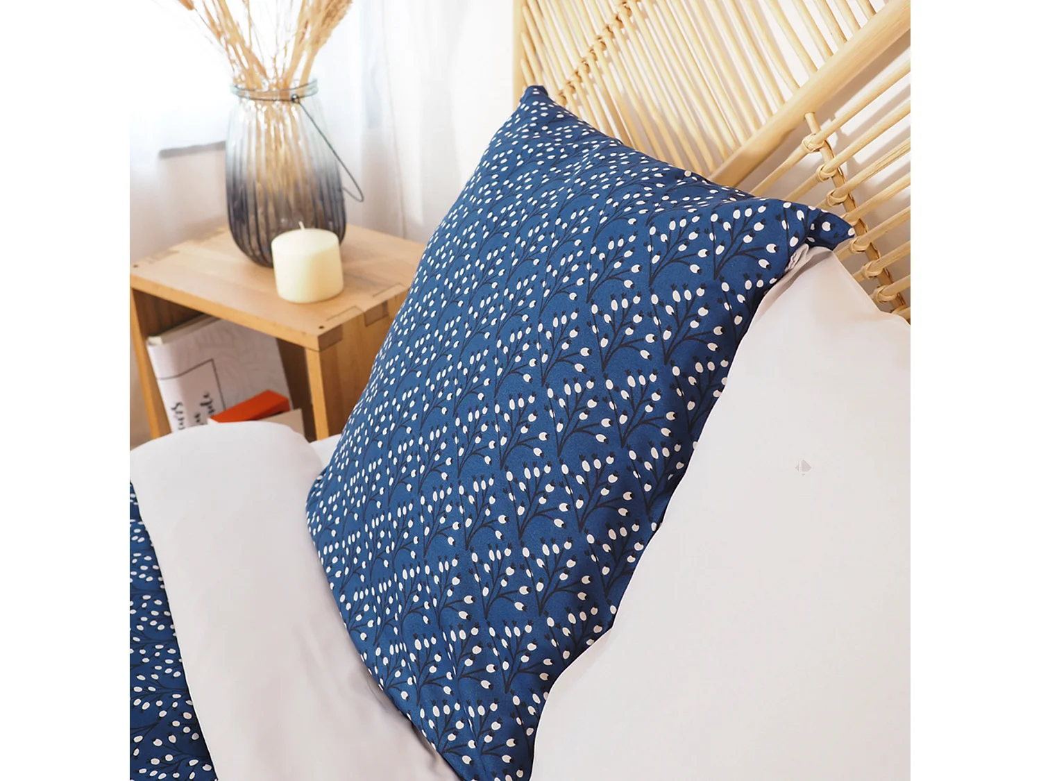 Parure de lit 240x220 cm Microfibre 50% recyclée FLENA Bleu 3 pièces