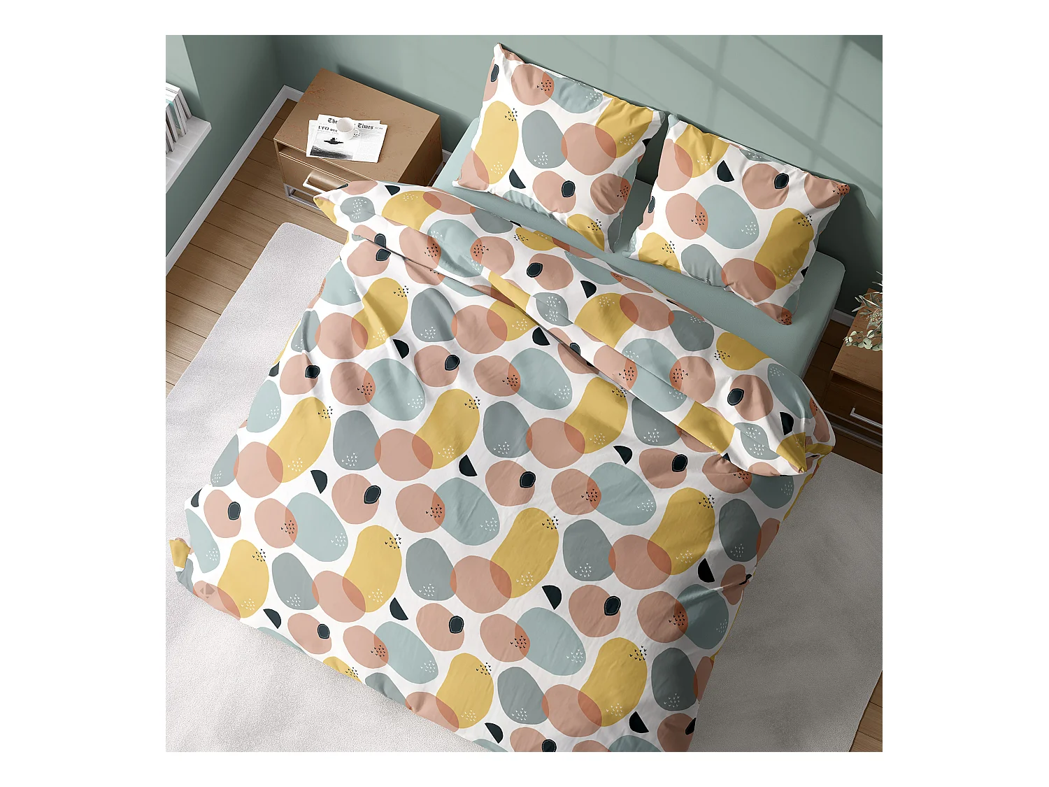 Parure de lit 260x240 cm microfibre GALETIS Orange