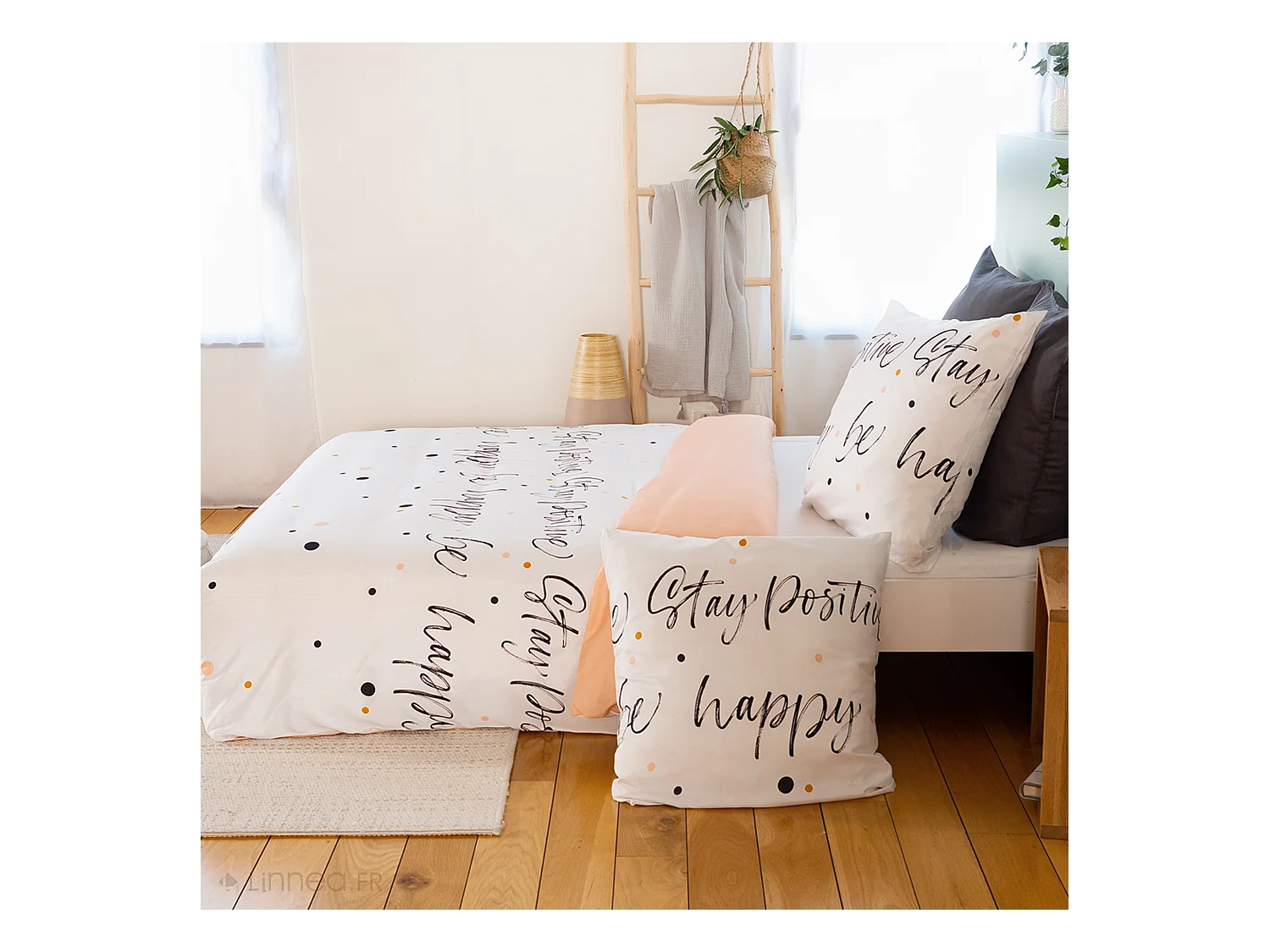 Parure de lit 140x200 cm microfibre POSITIVE blanc 2 pièces