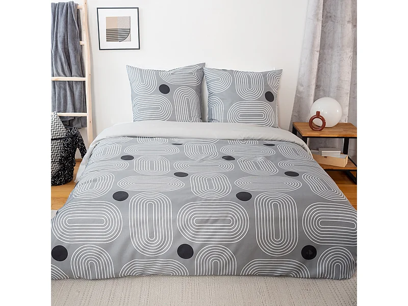 Parure de lit 260x240 cm microfibre FROGGUIE gris 3 pièces