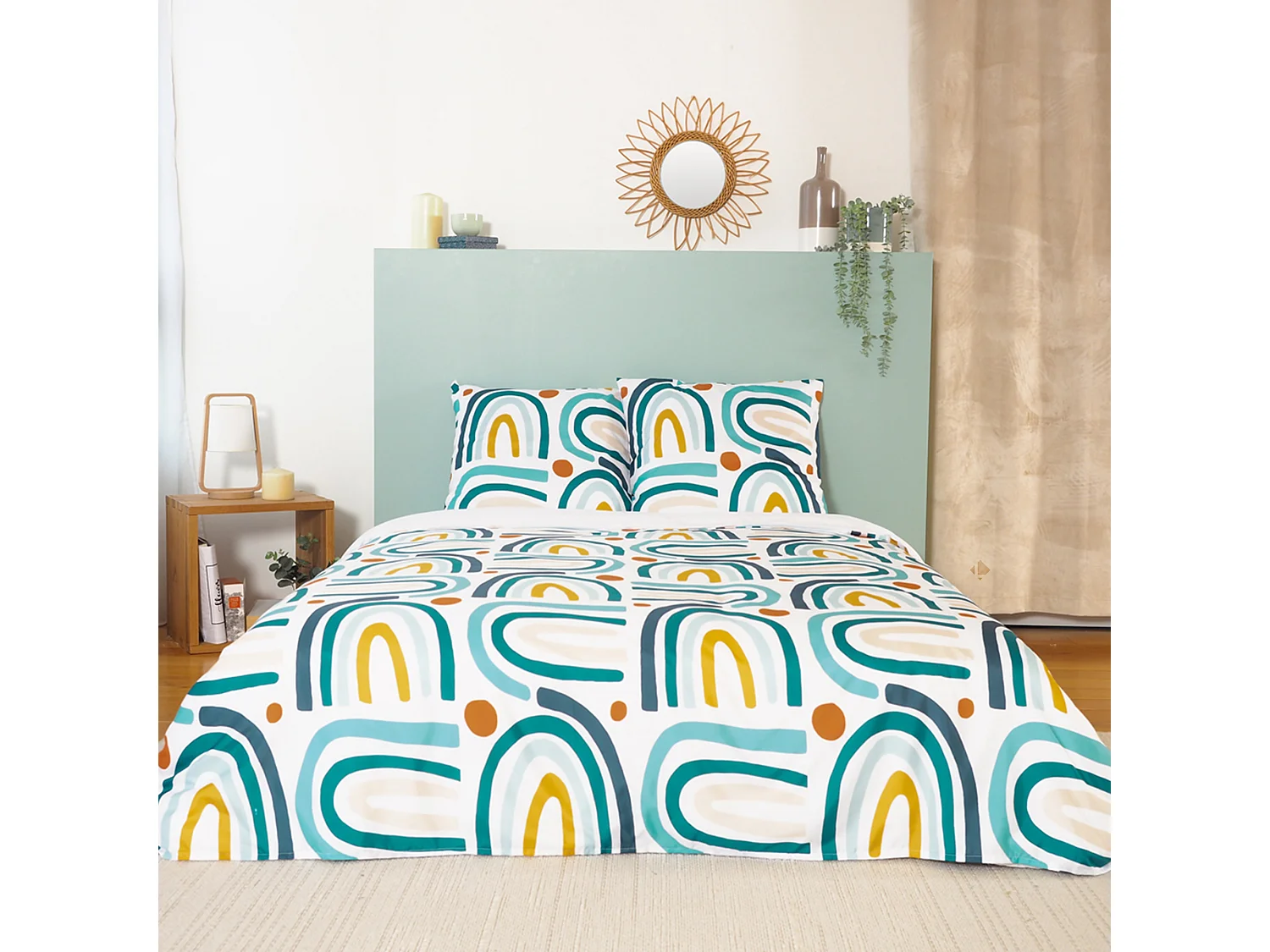 Parure de lit 260x240 cm Microfibre ARC EN CIEL Blanc 3 pièces