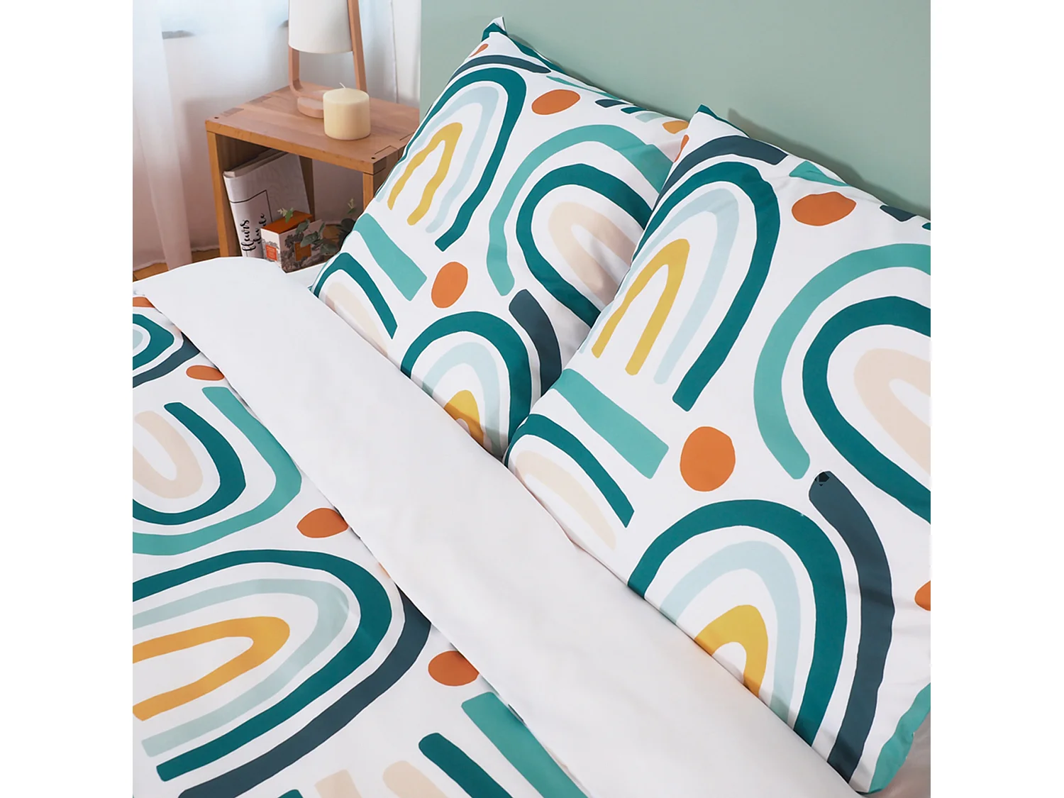 Parure de lit 260x240 cm Microfibre ARC EN CIEL Blanc 3 pièces