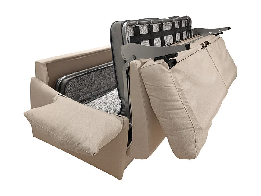 Canapé 2 places convertible tissu beige couchage 140x190 cm - ARONA