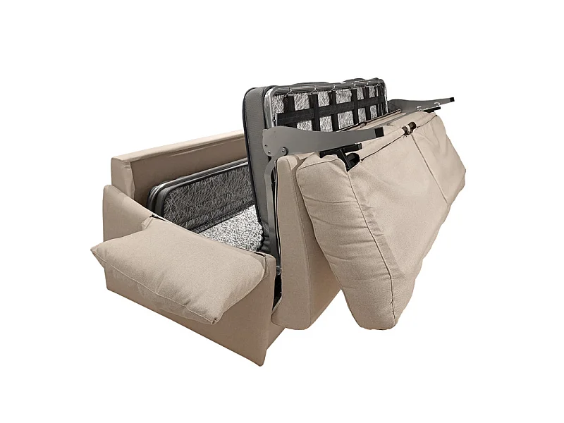 Canapé convertible 2 places en tissu beige ARONA