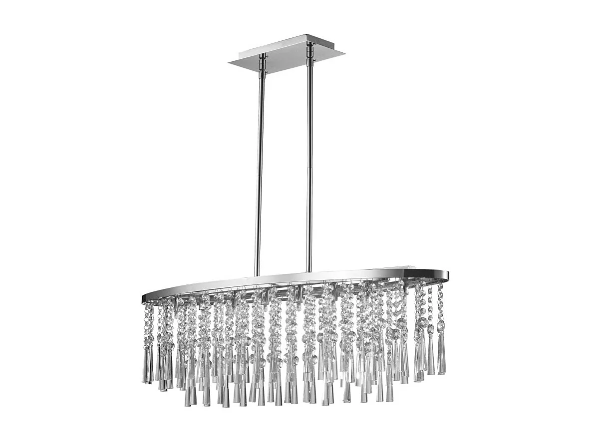 Lampe Suspension Cristal "Luxoria" 92cm Transparent