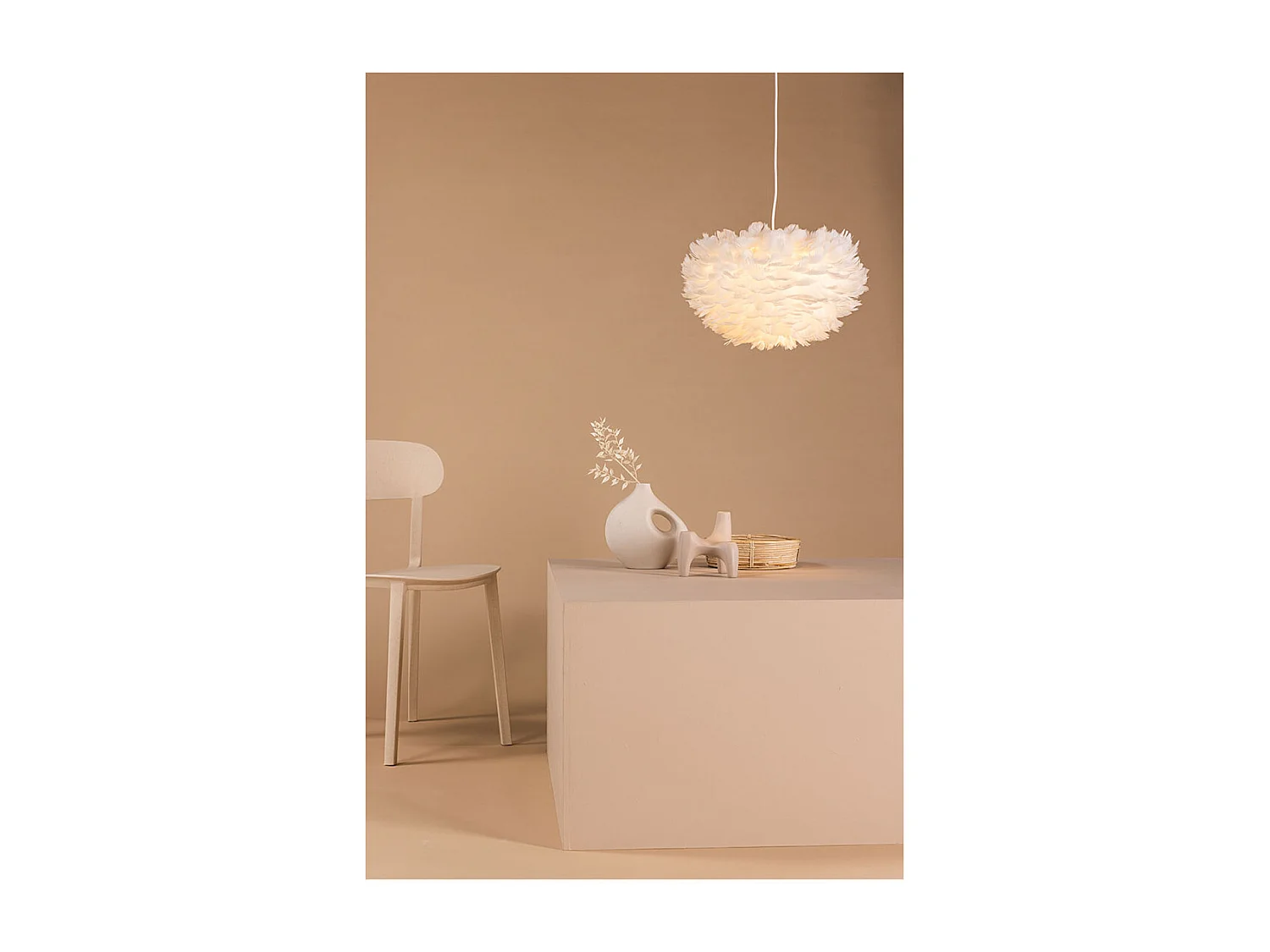 Nicola éclairage lampe pendentif 45x45x25cm blanc.