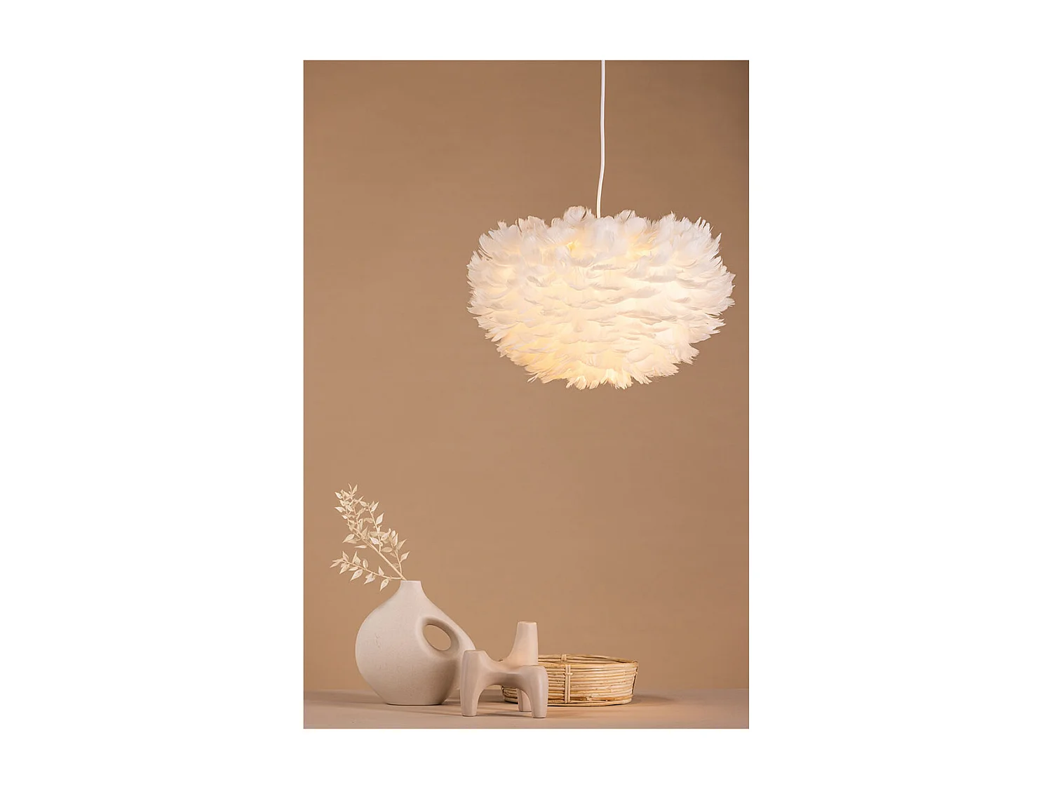 Nicola éclairage lampe pendentif 45x45x25cm blanc.