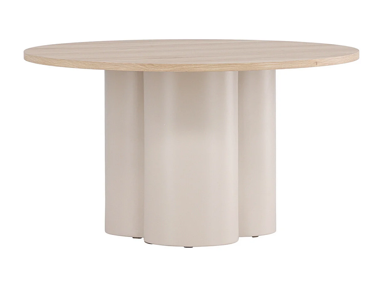 Table Basse Ronde "Olivia" 80cm Beige & Naturel