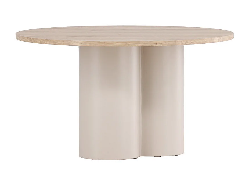 Table Basse Ronde "Olivia" 80cm Beige & Naturel