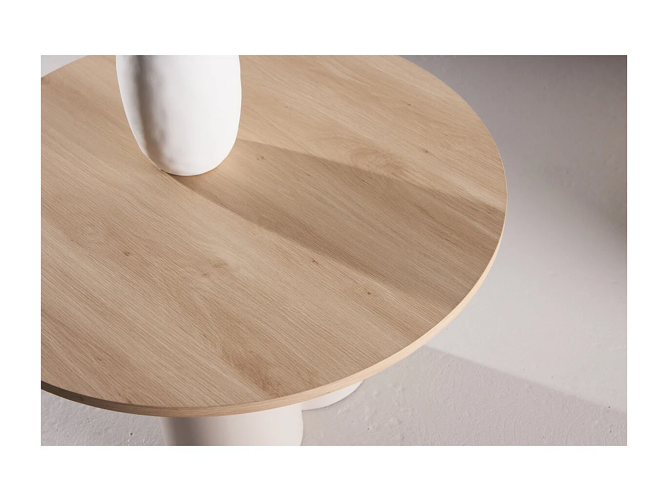 Table Basse Ronde "Olivia" 80cm Beige & Naturel