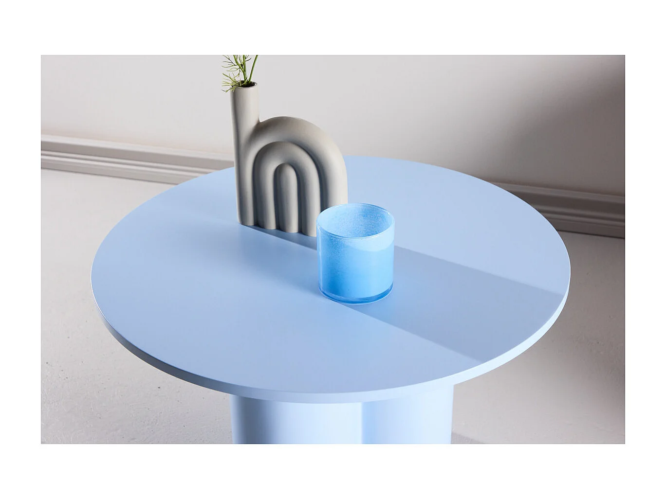 Table Basse Ronde "Olivia" 80cm Bleu Clair