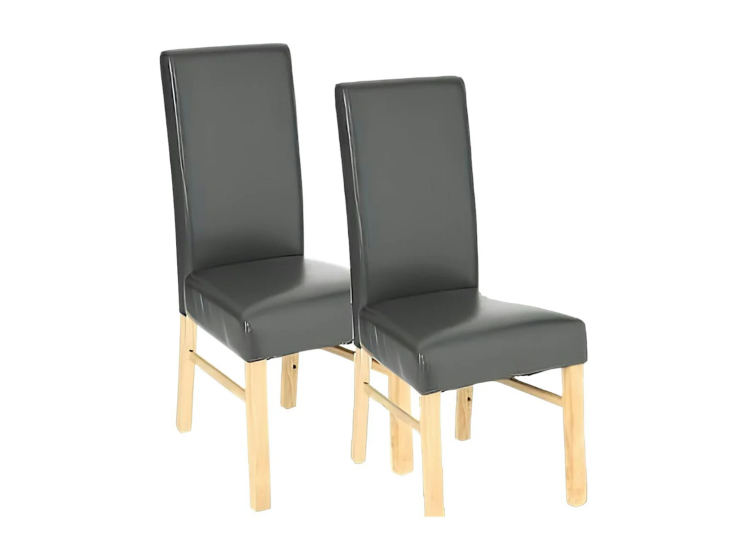 Chaise moderne grise avec pieds bois (lot de 2)