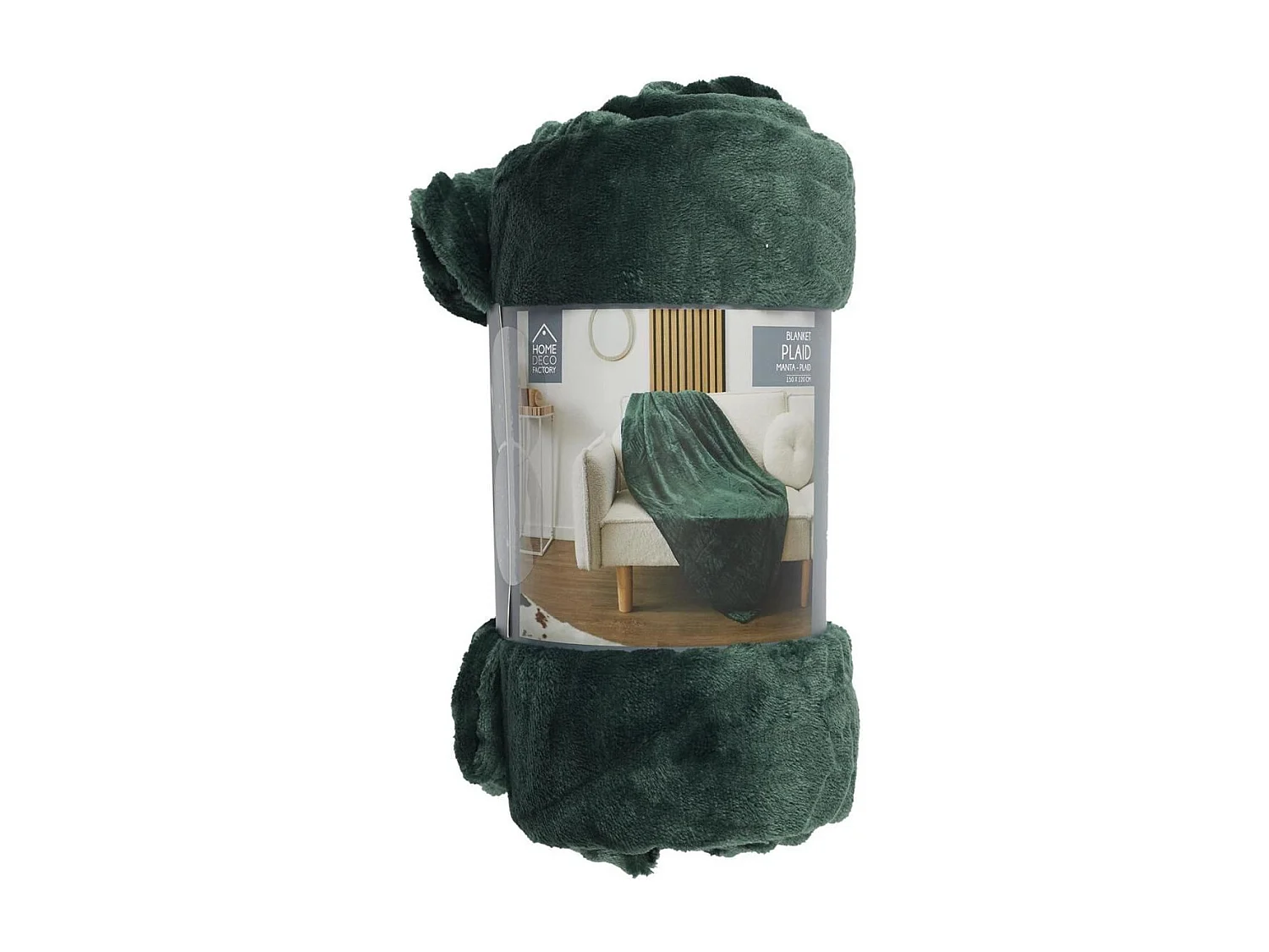 Plaid Flanelle Vert Sapin 120x150cm, Effet Embossé Ultra Doux, Lavable en Machine - OLIN