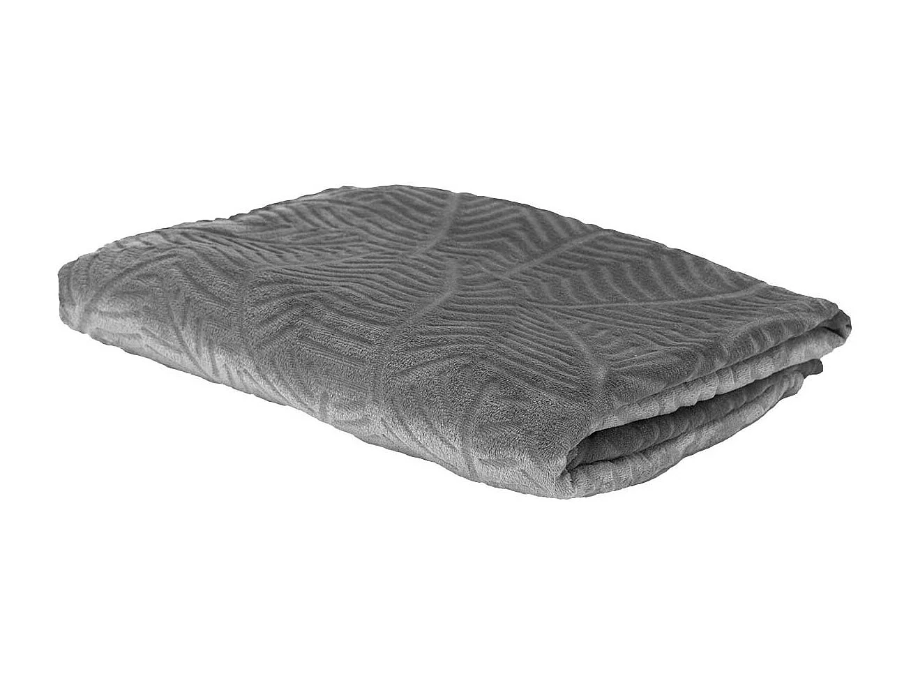 Plaid Flanelle 150x200cm Embossé Motif Feuilles Gris - FLONY