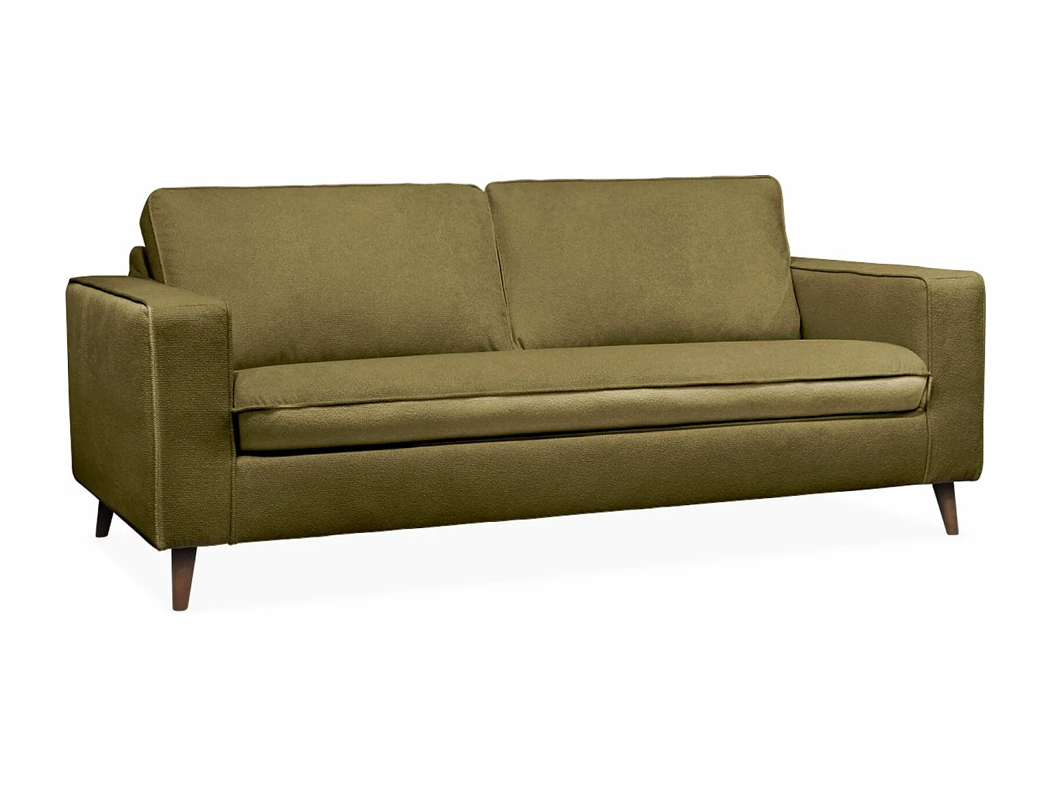 Canapé lit 3 places vert olive avec matelas 12cm d'épaisseur. fabriqué en France