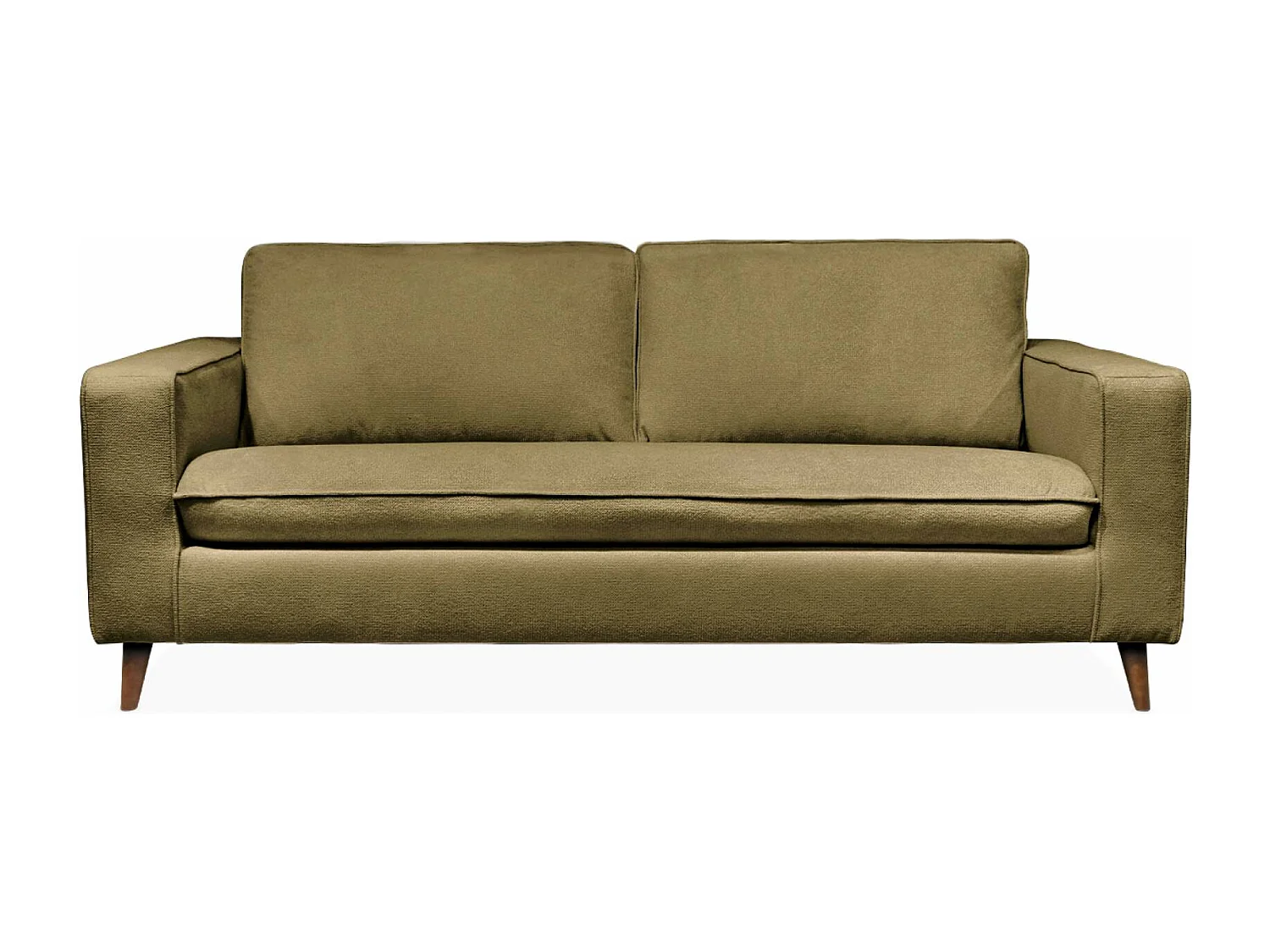 Canapé lit 3 places vert olive avec matelas 12cm d'épaisseur. fabriqué en France