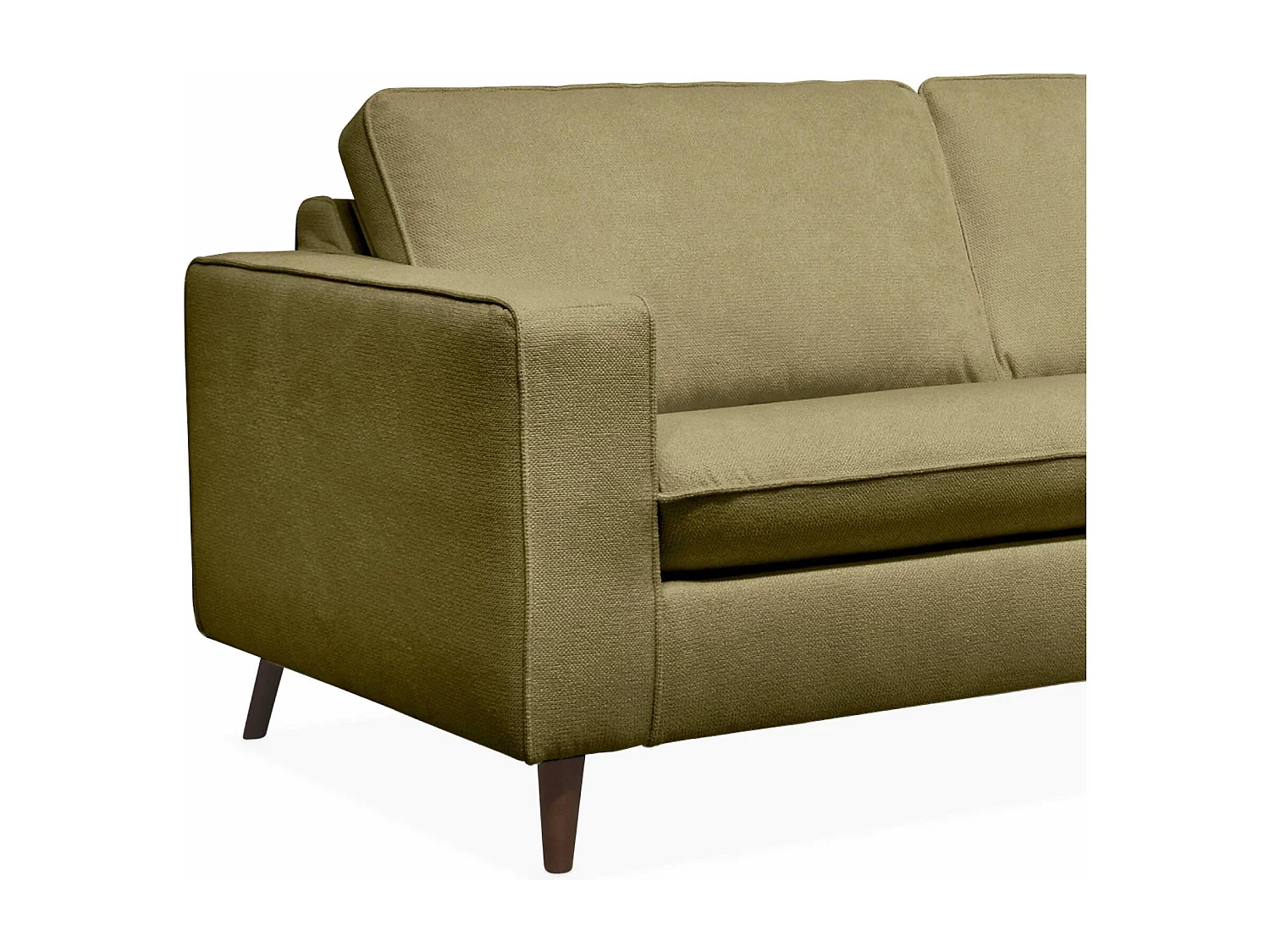 Canapé lit 3 places vert olive avec matelas 12cm d'épaisseur. fabriqué en France