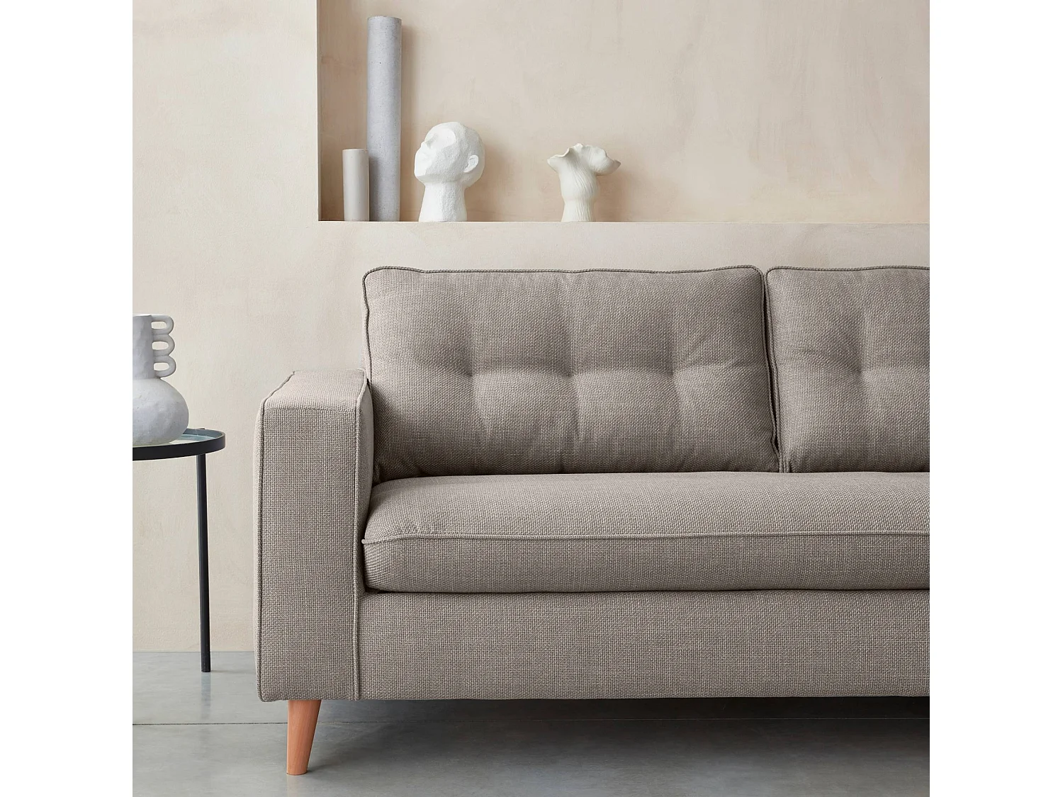 Divano letto convertibile con materasso, 3 posti, beige