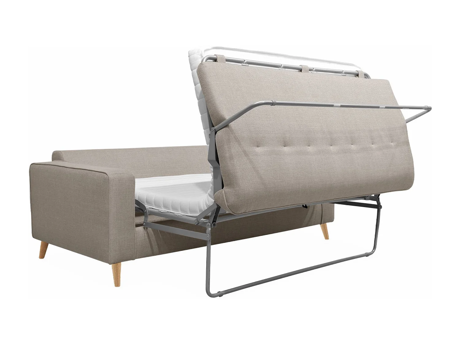 Divano letto convertibile con materasso, 3 posti, beige