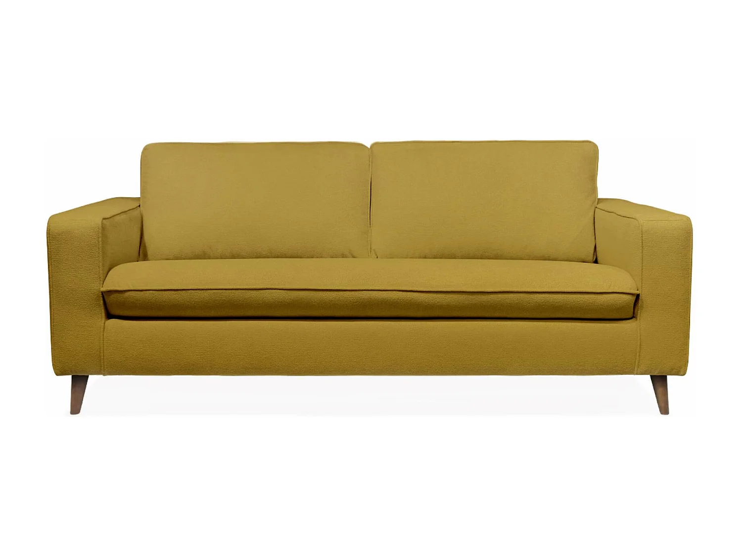 Canapé lit 3 places moutarde avec matelas 12cm d'épaisseur. fabriqué en France