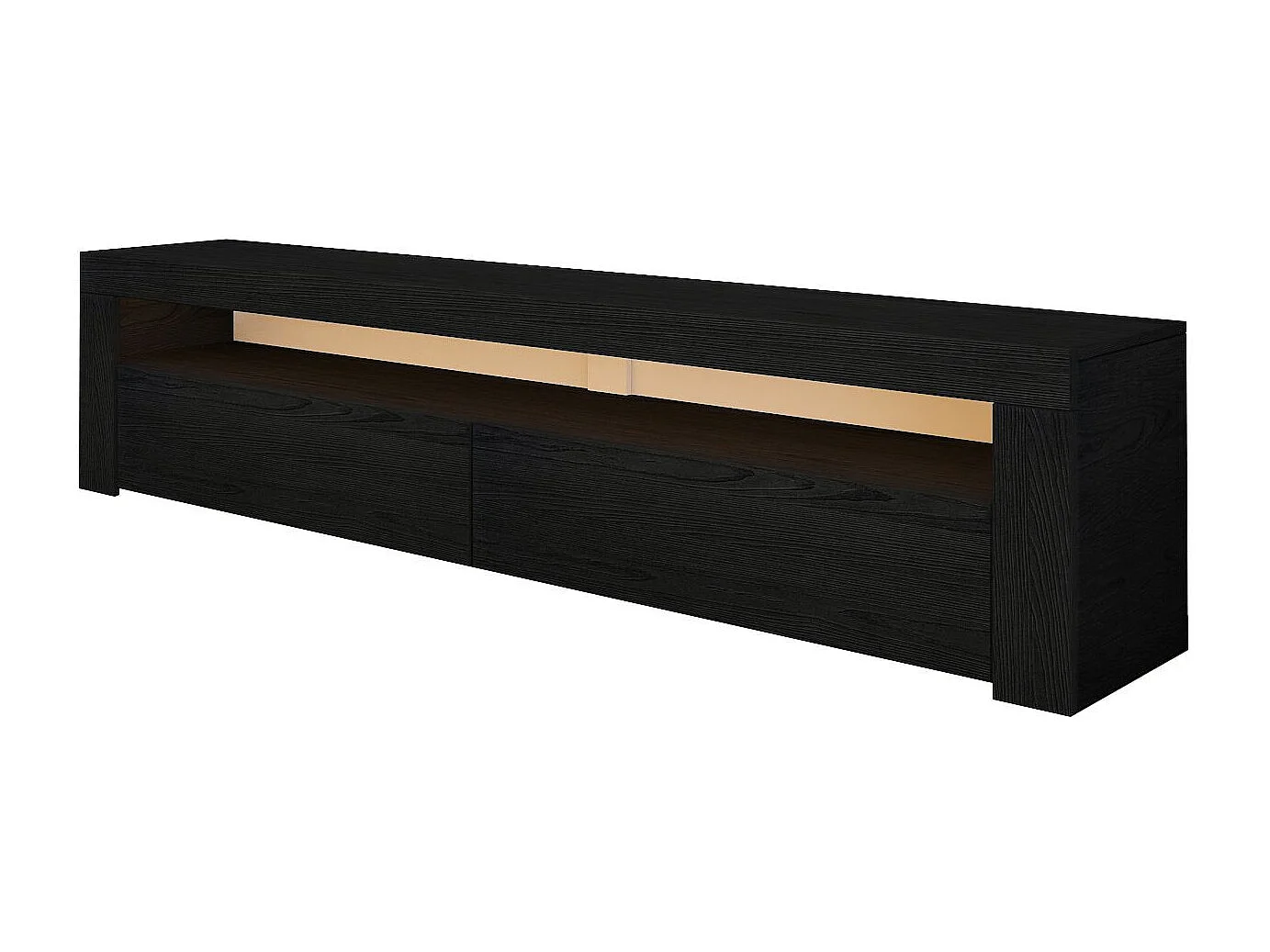 Moderne Zwarte Houten TV-standaard "Bati" - LED-verlichting - 150 x 36 x 46 cm - Hanah Home Collectie