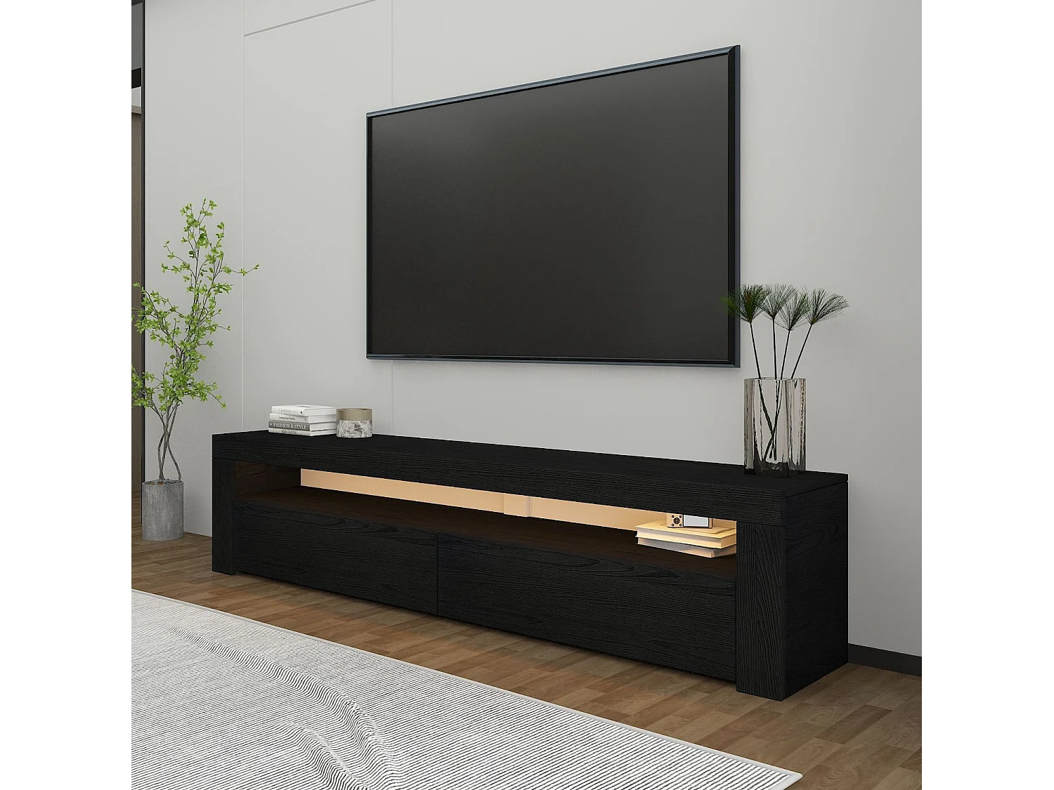Meuble TV en bois "Bati" - 150 x 36 x 46 cm - Noir