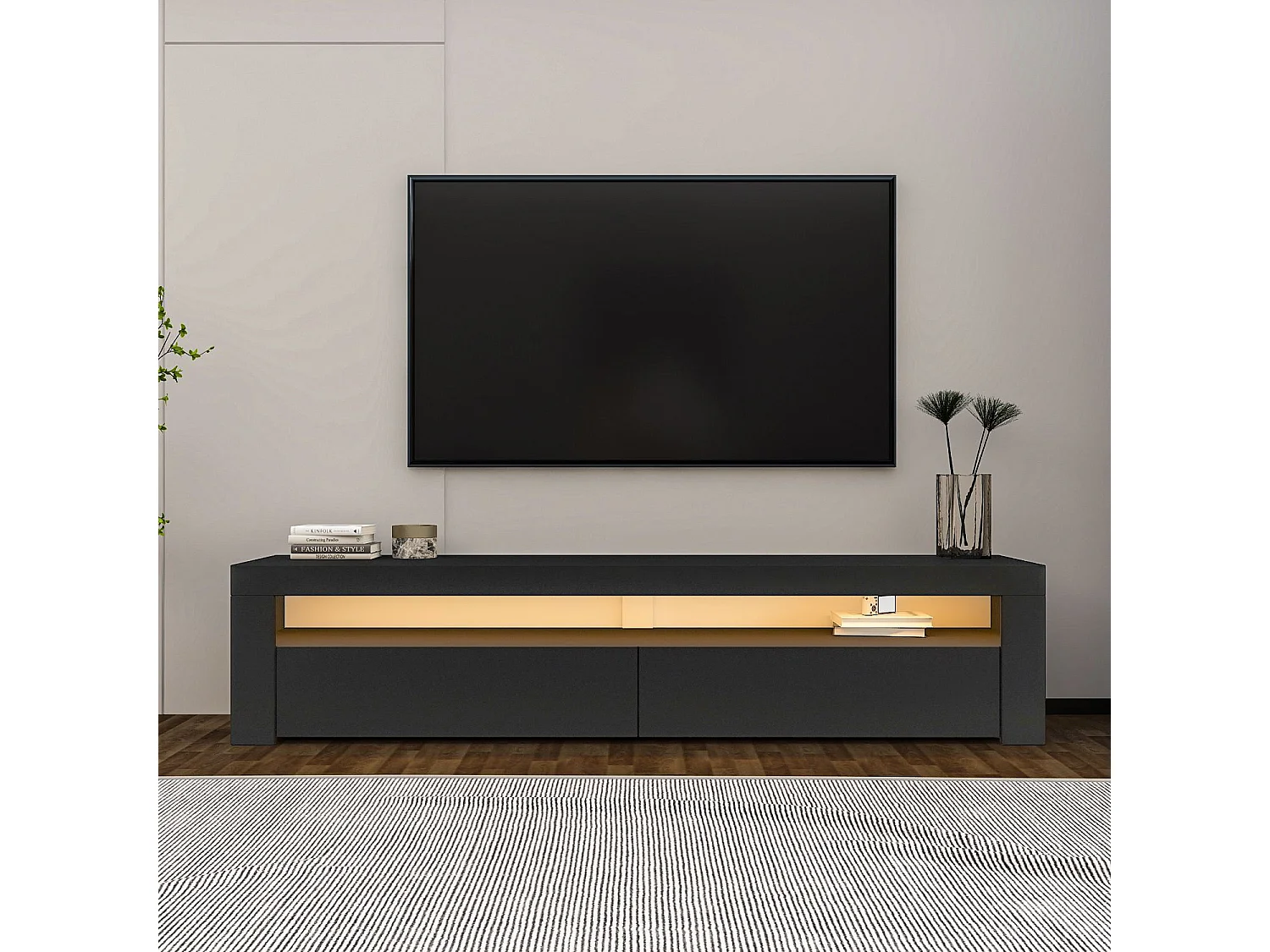 TV-Möbel aus Holz "Bati" - 150 x 36 x 46 cm - Anthrazitgrau