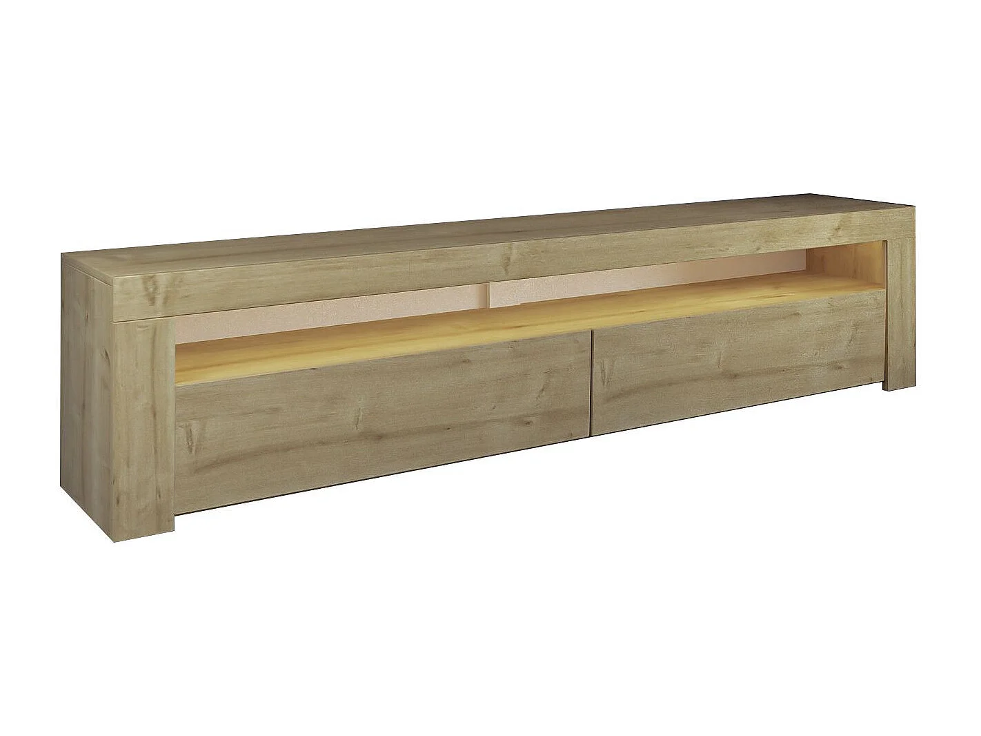 "Bati" Houten TV-standaard - Beige, LED-verlichting, Wandmontage, 150 x 36 x 46 cm
