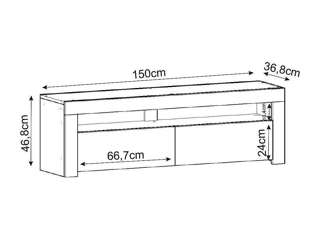 "Bati" Houten TV-standaard - Beige, LED-verlichting, Wandmontage, 150 x 36 x 46 cm